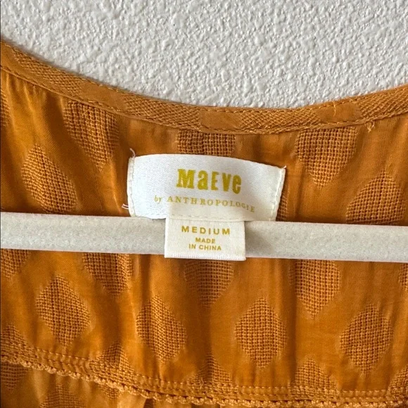 Anthro Maeve Hailey Flutter Ruffle Blouse gold Top sz medium - Picture 4 of 6